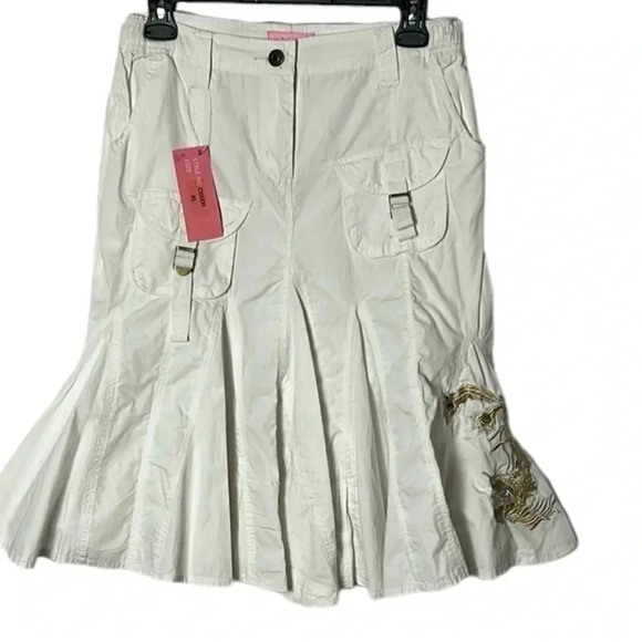 Vintage NWT pleated Swing flare skirt  S.Embroidered,pockets,sheer,Pudding Jeans - Picture 1 of 16